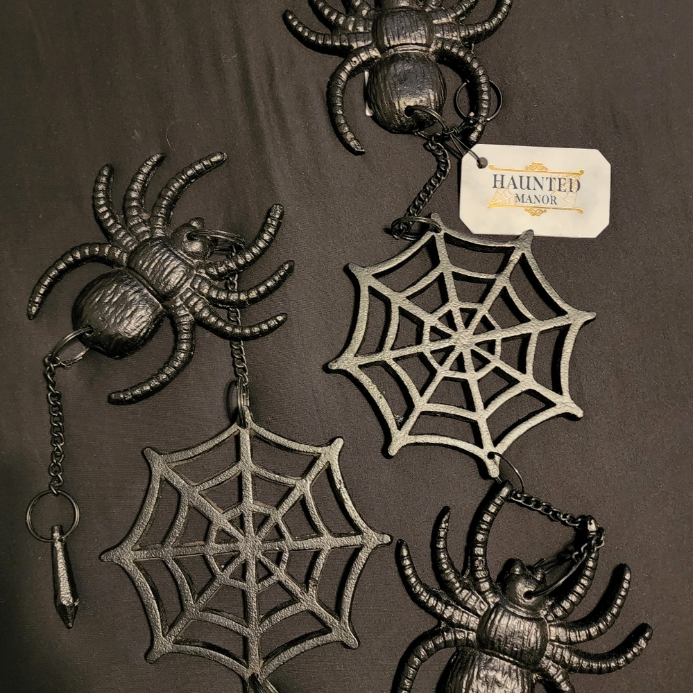 Haunted Manor Spider Spiderweb Wrought Iron Goth Halloween Decor